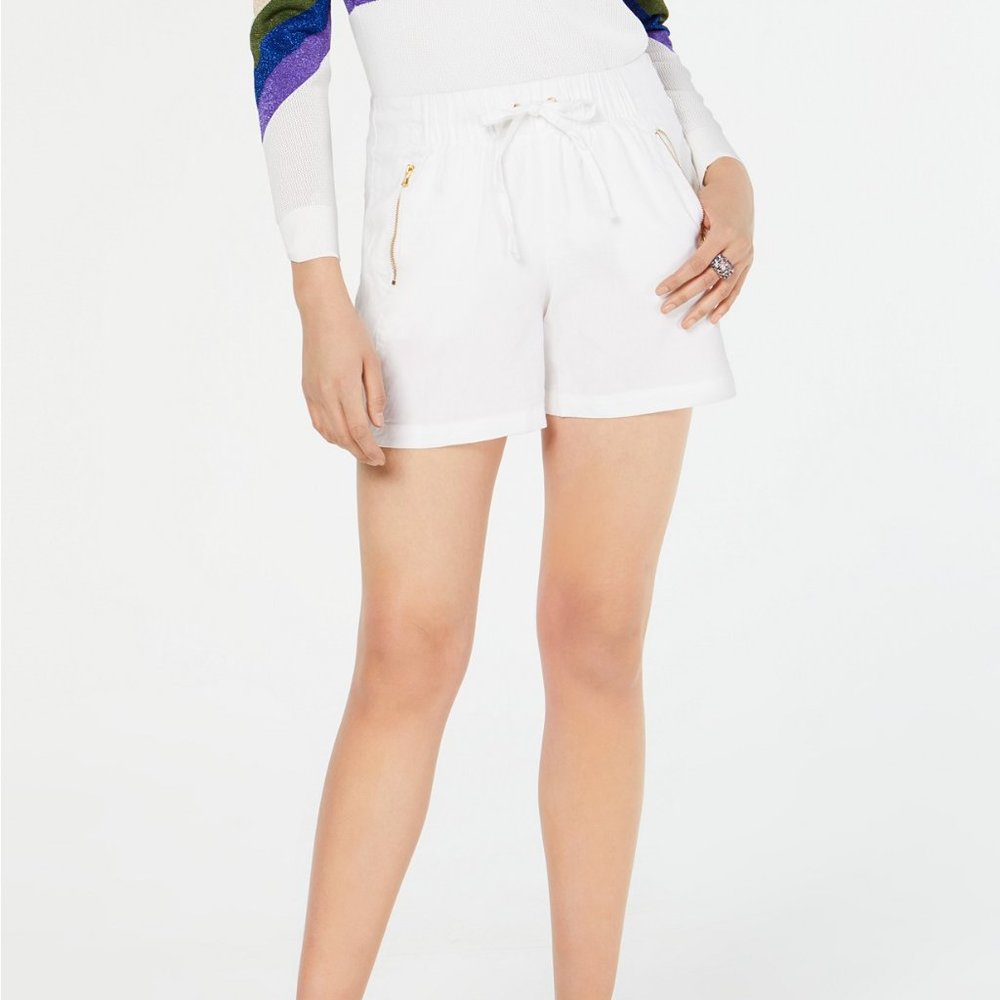 INC International Concepts Women's Zipper-Pocket Shorts White Size 2XL